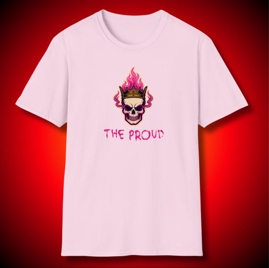 “The Proud” Skull Crowned In Pink Fire Graphic Tee | Repent And Believe The Gospel | Proverbs 16:18 (NASB)| Unisex
