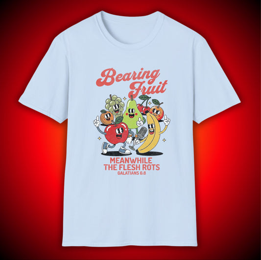 'Bearing Fruit, Meanwhile the Flesh Rots' Retro Graphic Tee | Mathew 7:17 | Unisex