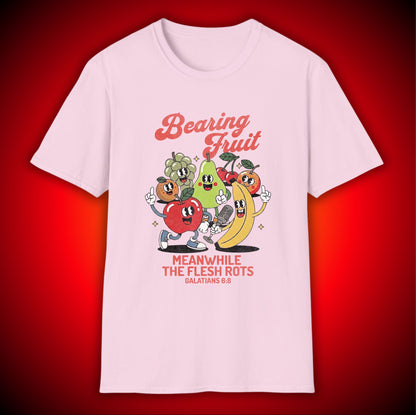 'Bearing Fruit, Meanwhile the Flesh Rots' Retro Graphic Tee | Mathew 7:17 | Unisex