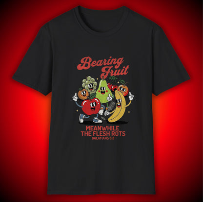 'Bearing Fruit, Meanwhile the Flesh Rots' Retro Graphic Tee | Mathew 7:17 | Unisex