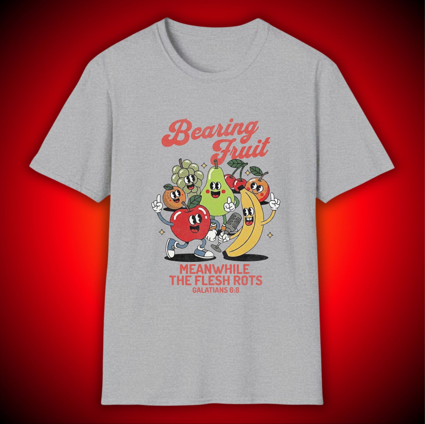 'Bearing Fruit, Meanwhile the Flesh Rots' Retro Graphic Tee | Mathew 7:17 | Unisex