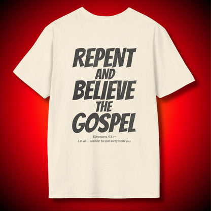 “Slanderers” PSSST! Men Whispering And Listening To Slander Graphic Tee | Repent And Believe The Gospel | Ephesians 4:31 (NASB) | Unisex