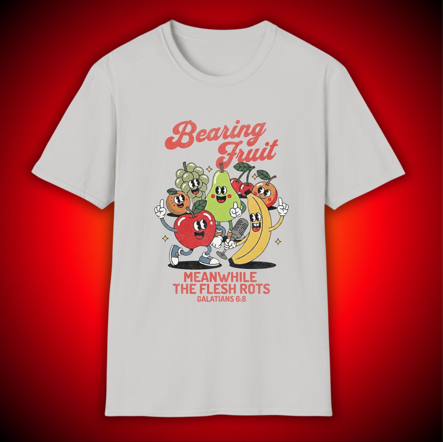 'Bearing Fruit, Meanwhile the Flesh Rots' Retro Graphic Tee | Mathew 7:17 | Unisex