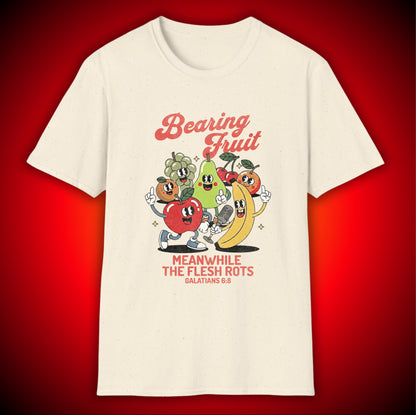 'Bearing Fruit, Meanwhile the Flesh Rots' Retro Graphic Tee | Mathew 7:17 | Unisex